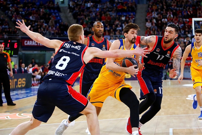 El Baskonia se impone al Khimki (87-77) y aprovecha la derrota del Maccabi para ponerse a un partido