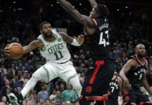 Los Celtics ganan a los Raptors en la prórroga con 43 puntos de Irving; buenos triunfos de Sixers y Grizzlies